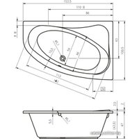 Ванна Riho Lyra 153x100 (правая, с ножками)