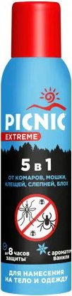 

Аэрозоль против насекомых Picnic Extreme с ароматом ванили 5 в 1 150мл