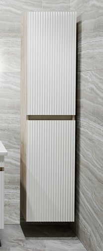 Runo Шкаф-пенал для ванной Модена (подвесной, крафтовый дуб)