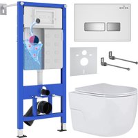 Унитаз подвесной Roxen Porto One Rimless 6 в 1 StounFix Dual Fresh 636623 (белое стекло)