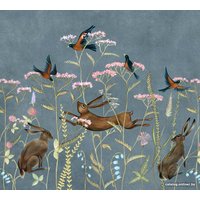 Фотообои ФабрикаФресок Зайцы в цветах Афреска 563270 (300x270)