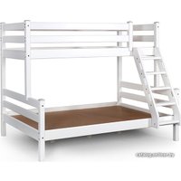 Двухъярусная кровать Мебельград Адель с наклонной лестницей 190x80-120 (белый)