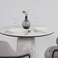 Кухонный стол Lepremo AV 2317 МДФ+керамика 900 (белый матовый Snow White/черный+HPL виктори натуральный)