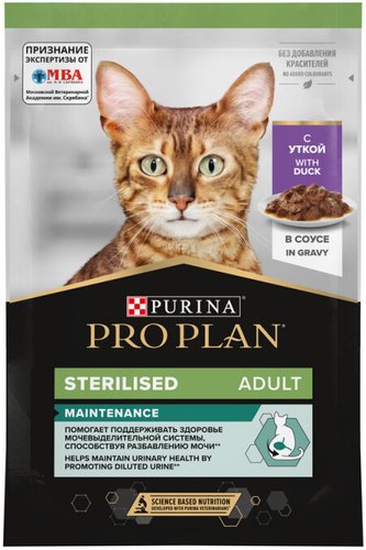 Пресервы Pro Plan Nutrisavour Sterilised с уткой в соусе 85 г