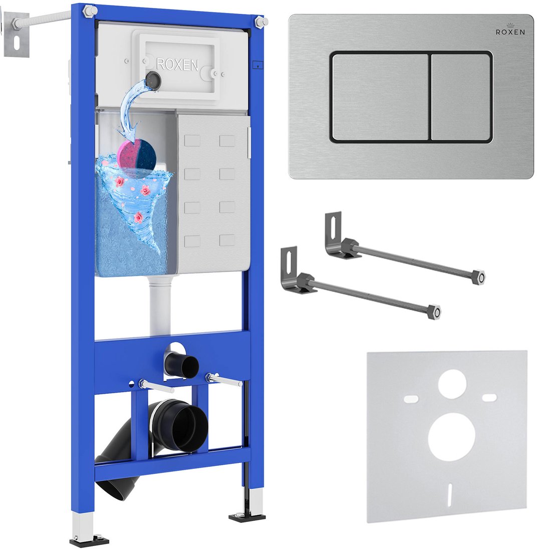 

Инсталляция для унитаза Roxen StounFix Dual Fresh 968406 (c аромадозатором) с кнопкой (сатин)