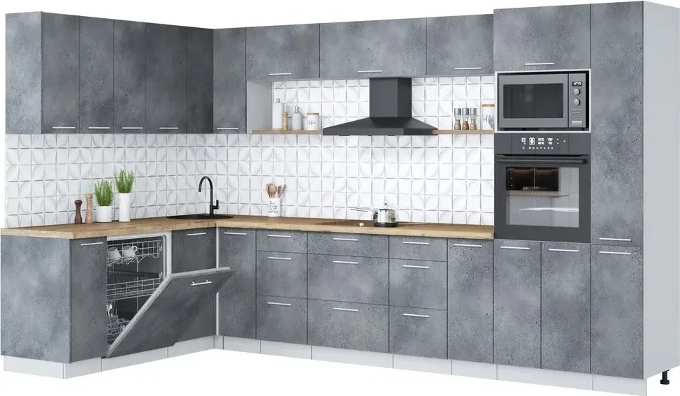 

Готовая кухня Интерлиния Мила Лайт 1.896х3.48 (бетон портленд/бетон портленд/дуб бунратти)