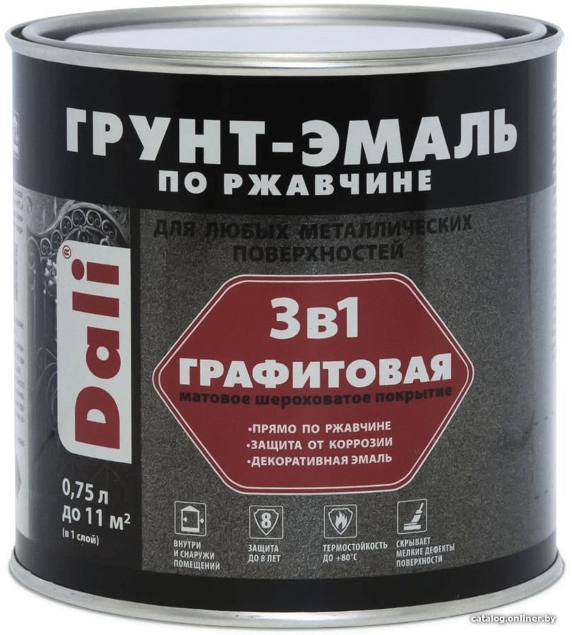 Грунт-эмаль Dali Графитовая по ржавчине 3 в 1 0.75 л (серо-синий)