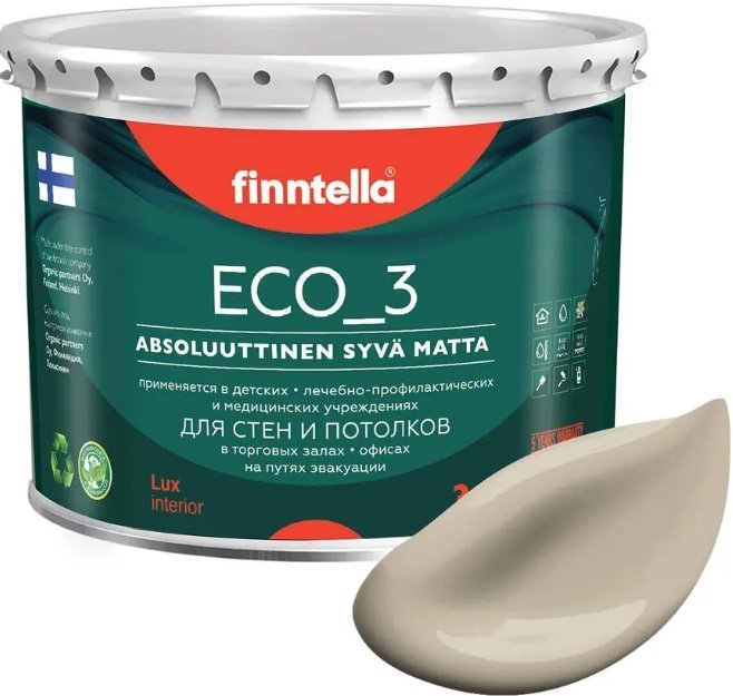 

Краска Finntella Eco 3 Wash and Clean Norsunluu F-08-1-3-LG150 2.7 л (бежевый)