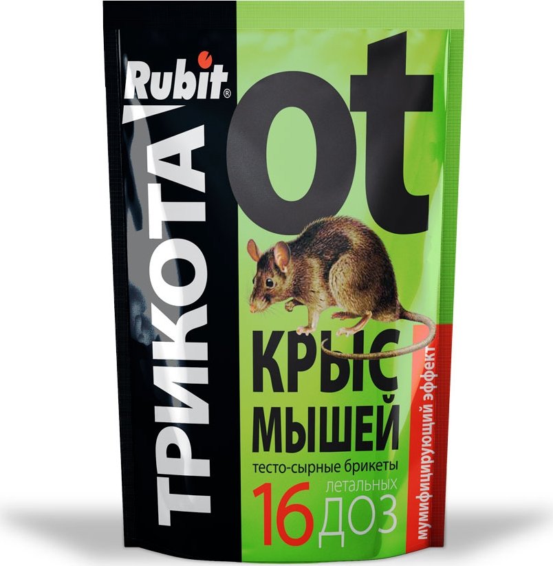 

Средство от вредителей Rubit Трикота тесто-сырные брикеты от крыс и мышей 150 г