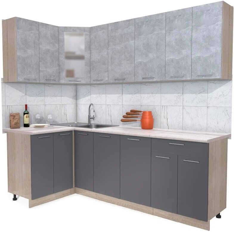 

Готовая кухня Интерлиния Мила 12x24 (бетон-антрацит-травертин)