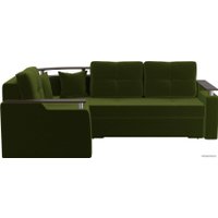 Угловой диван Лига диванов Комфорт 102604 (левый, микровельвет, зеленый)