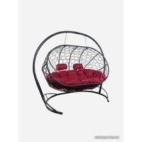 Подвесной диван M-Group Лежебока 11180302 (с серым ротангом/бордовая подушка)
