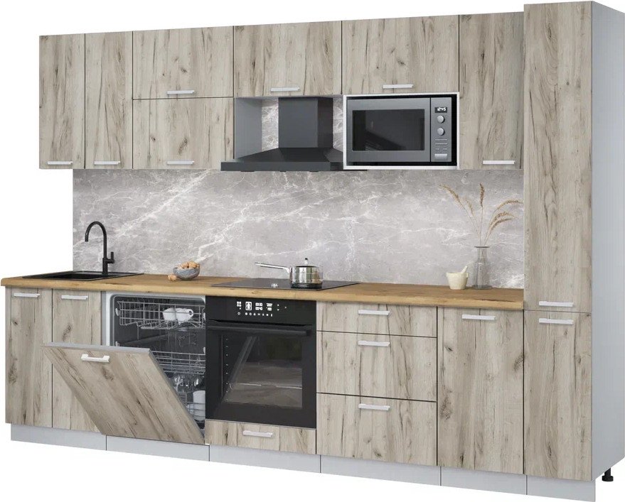 

Готовая кухня Интерлиния Мила Лайт 3.1-ПМ2 (дуб серый/дуб серый/дуб бунратти)