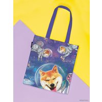 Сумка шоппер JoyArty Собаки в космосе ткань под лен bsh_49602