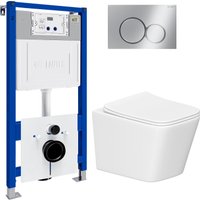 Унитаз подвесной Lauter Square 214903 с кнопкой 219701E (круглая, хром)