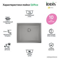 Кухонная мойка IDDIS Edifice EDI54G0i77