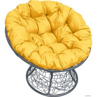 Кресло M-Group Папасан 12020311 (серый ротанг/желтая подушка)