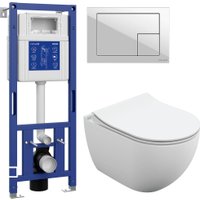 Унитаз подвесной Cersanit Brasko Slim 64824 + Aqua M 40 68177 с кнопкой Corner 64077 (кнопка белый)