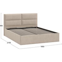 Кровать Трия Глосс универсальная с ПМ тип 1 180x200 (микровелюр Wellmart Dark Beige)