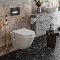 Унитаз подвесной Roxen Antares Bidet в комплекте с инсталляцией StounFix Dual Fresh 6 в 1 963184 (кнопка: черное стекло)