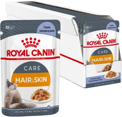 

Пресервы Royal Canin Hair&Skin Care (тонкие ломтики) в желе 85 г, 28 шт