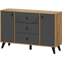 Тумба Mio Tesoro Байкал 3 ящика двухстворчатый (дуб золотистый/графит)