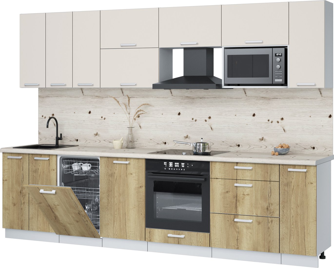 

Готовая кухня Интерлиния Мила Лайт 3.0-ПМ4 (персидский жемчуг/дуб золотой/бискайская сосна)