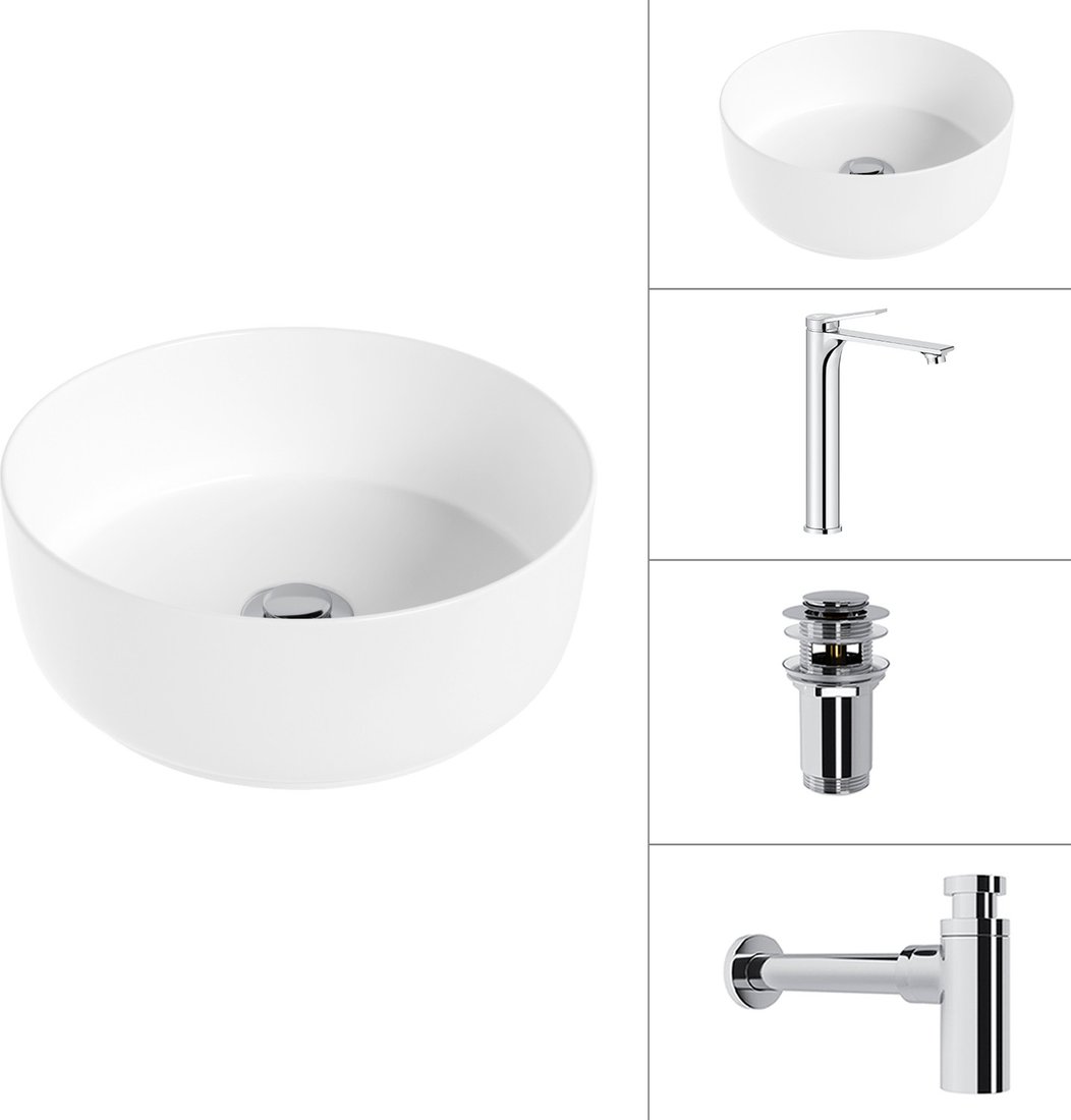 Умывальник Lauter 21499-31 + Rio 21AM12672 + сифон 21635CH + дон.клапан 21190CH (хром)