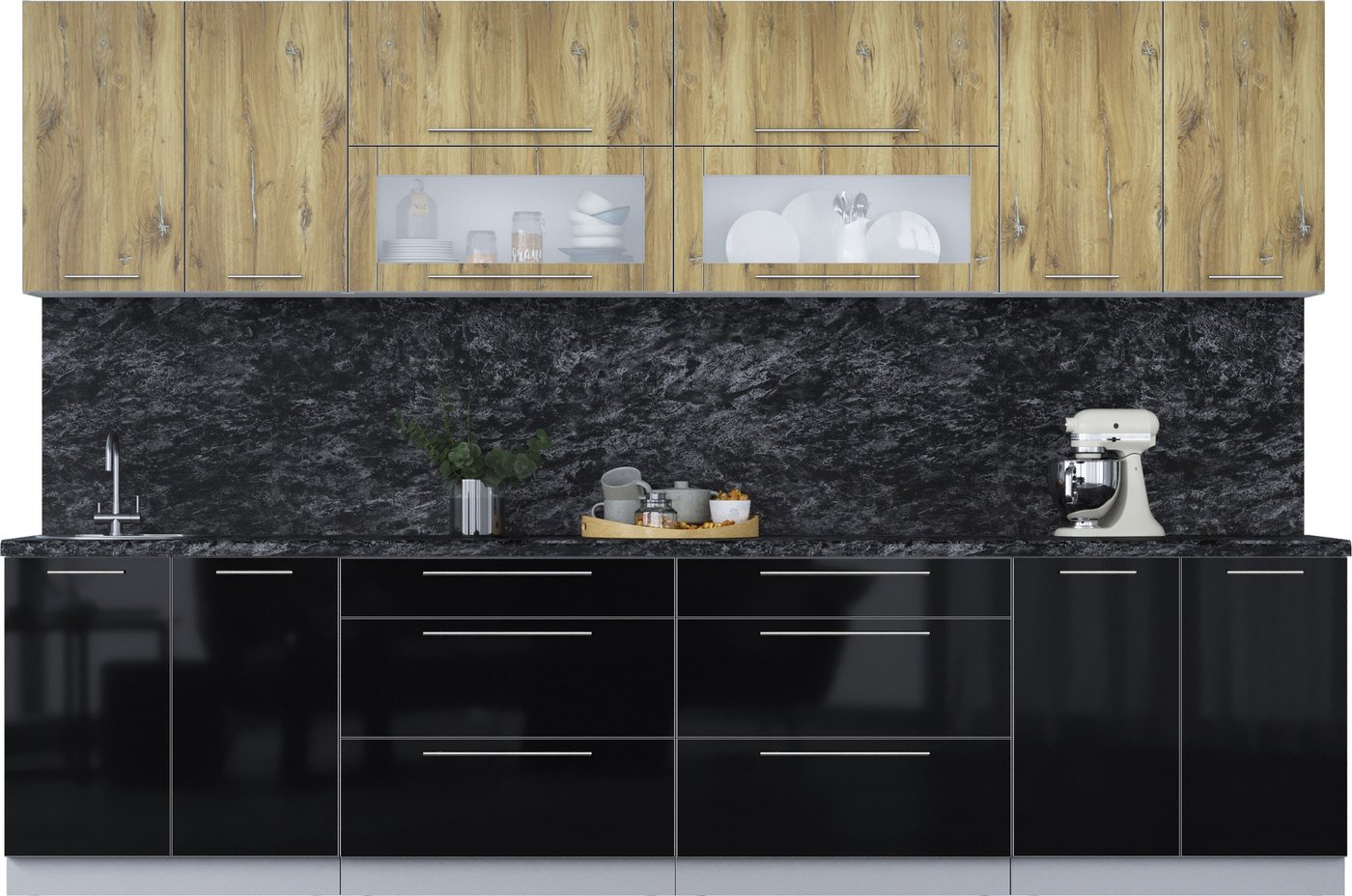 

Кухонный модуль Интерлиния Мила Пластик 3.2 В (дуб эпоксид/черный/кастилло темный)