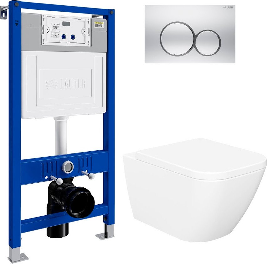

Унитаз подвесной Lauter Nuremberg 21811 + 21901001 (белый, с кнопкой смыва 219703E сатин)
