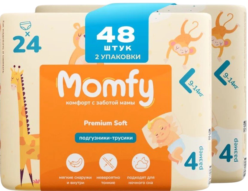 

Трусики-подгузники Momfy 4 размер L (2x24шт)
