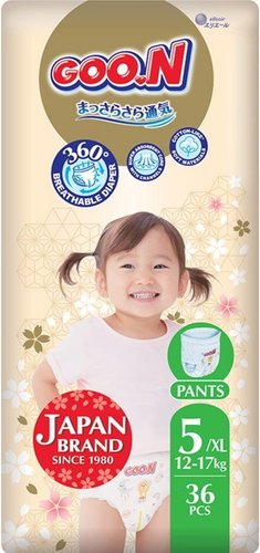 Трусики-подгузники Goo.N Pants Premium Soft 5 XL 12-17 кг (36 шт)