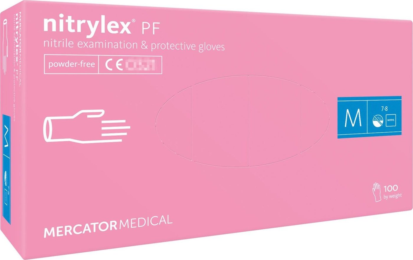 

Нитриловые перчатки Mercator Nitrylex PF (M, 100 шт, розовый)
