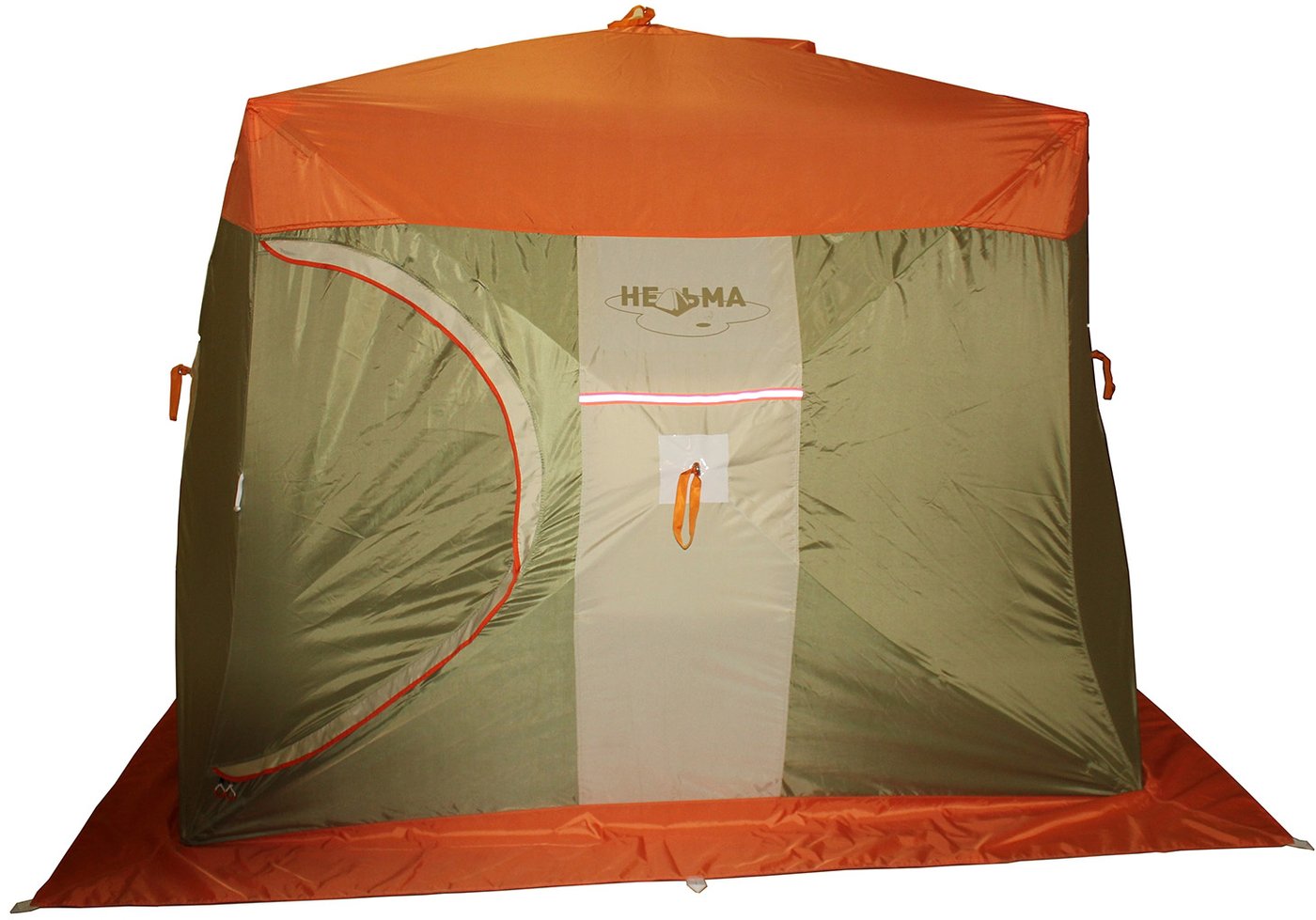 Палатка для зимней рыбалки Митек Нельма Куб 3 (оранжевый/бежевый/хаки)
