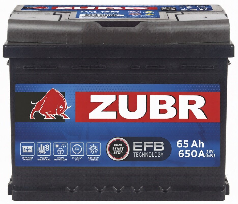 Автомобильный аккумулятор Zubr EFB R+ (65 А·ч)