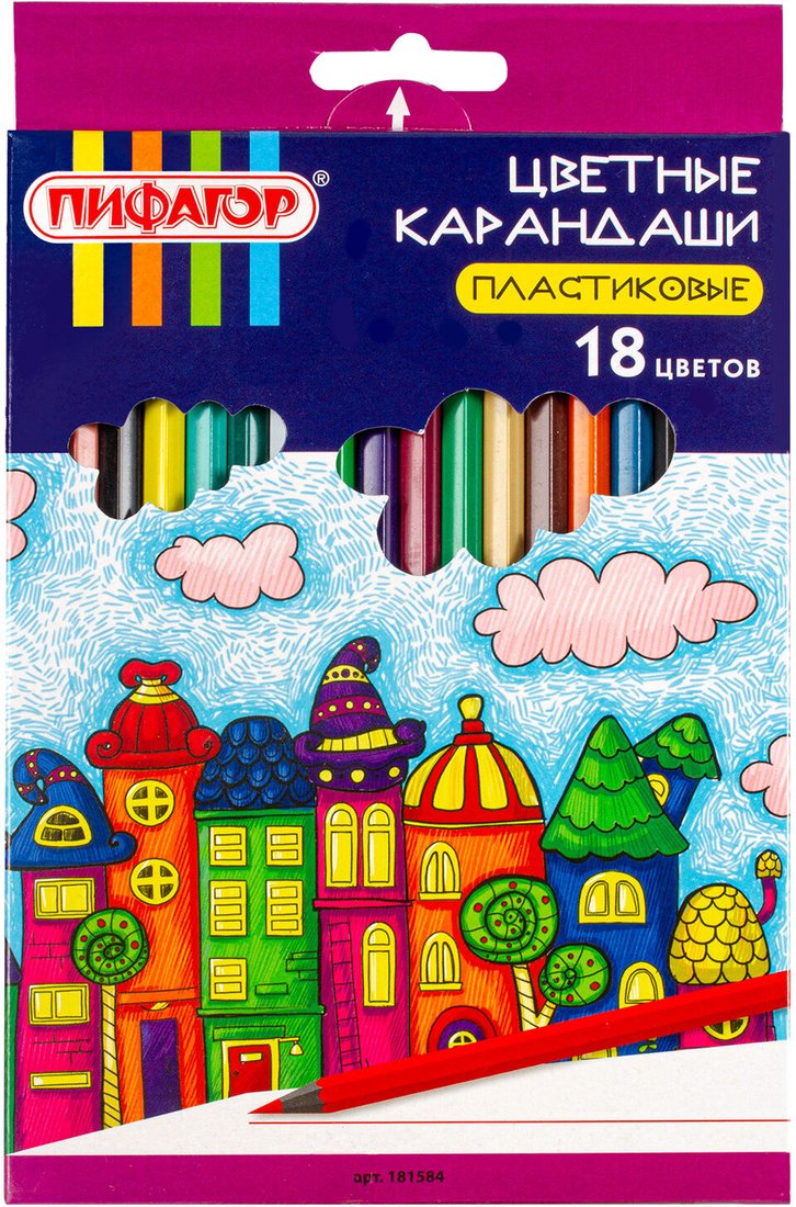 

Набор цветных карандашей Пифагор Сказочный Город 181584 (18шт)