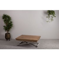 Стол-трансформер Levmar Cross D38/S79 (дуб вотан/нержавеющая сталь)