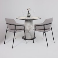 Кухонный стол Lepremo AV 2317 МДФ+керамика 900 (белый матовый Snow White/черный+HPL виктори натуральный)