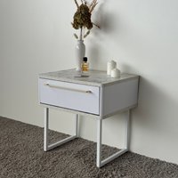 Тумба Shtabe Royal 5201 эко (мрамор каррара/белый/р.золото)