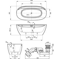 Ванна Wellsee Pro Line 170x80 28750101R (отдельностоящая ванна белый глянец, экран, ножки, сифон-автомат хром)