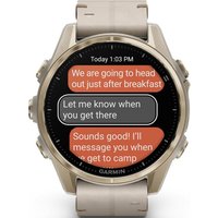 Умные часы Garmin Fenix 8 Sapphire 43мм (золотистый, серый кожаный ремешок)