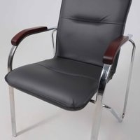 Офисный стул AksHome Samba Aks-1 (Pegasso темно-серый/подлокотники дерево темное)