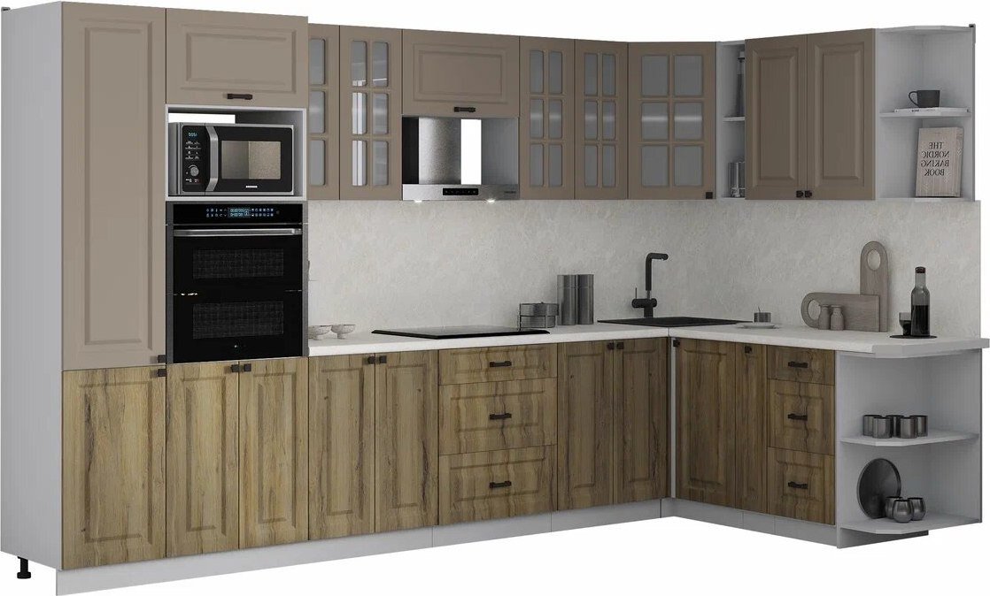 

Готовая кухня Интерлиния Мила Деко 1.88x3.4 PR (дуб вотан/луна/опал светлый)