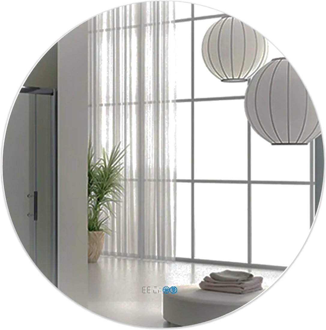 Пекам Зеркало Ring Fly 90x90 RingFly-90x90spcl (с подсветкой, с сенсором, подогревом, часами)