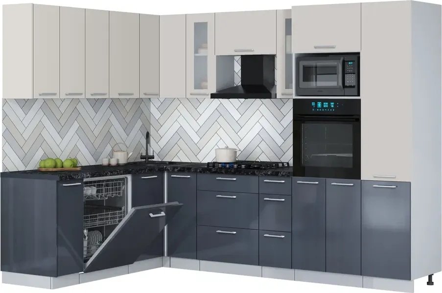 

Готовая кухня Интерлиния Мила Gloss 1.896х2.78 (асфальт глянец/кашемир/кастилло темный)