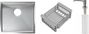 Кухонная мойка Schtoff Undermount Best Decor Silver 4545 + коландер KR-1 GREY + дозатор SD-1 SILVER