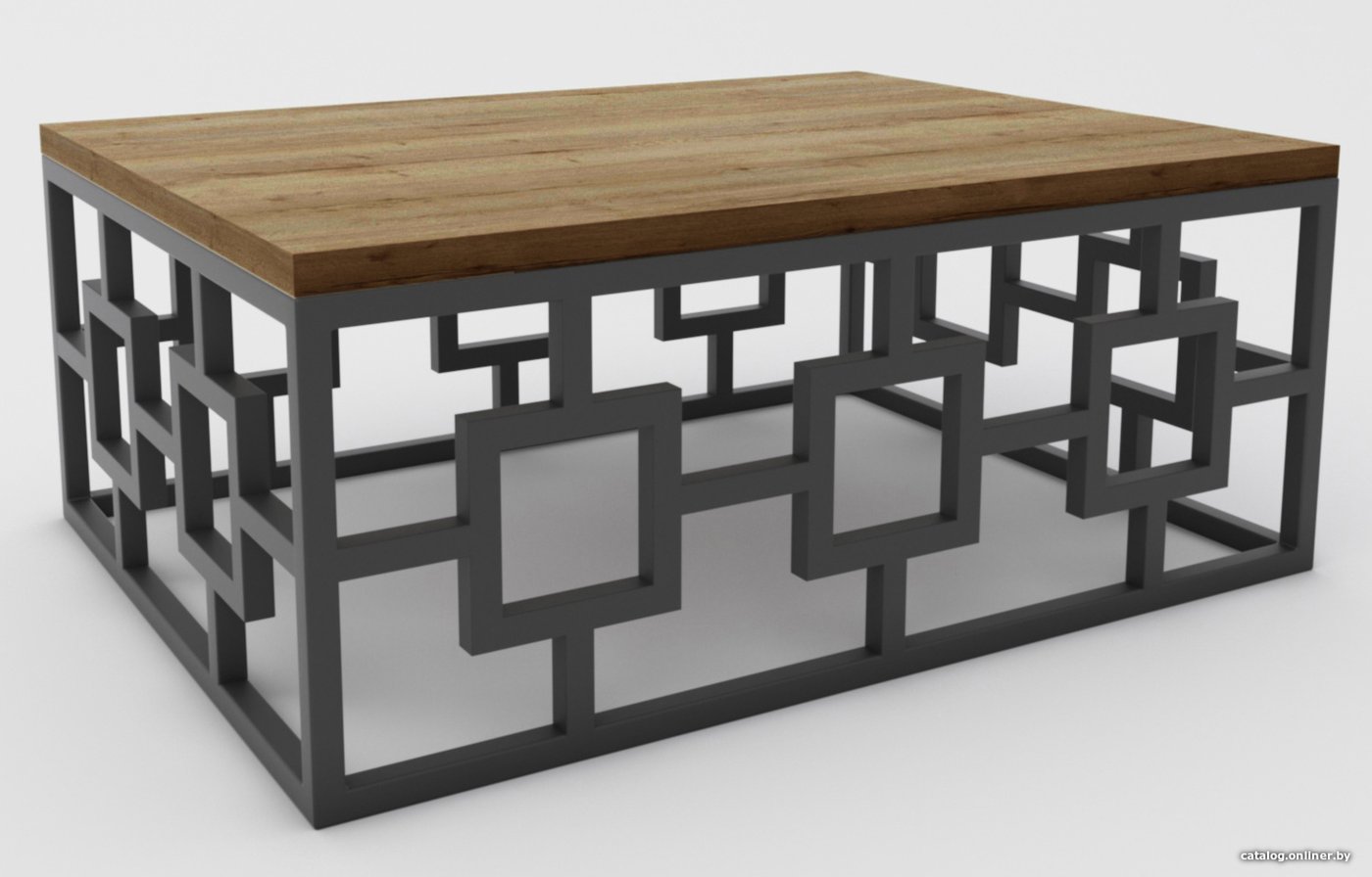 Журнальный столик Hype Mebel Лок 75x100 (черный/дуб галифакс олово)