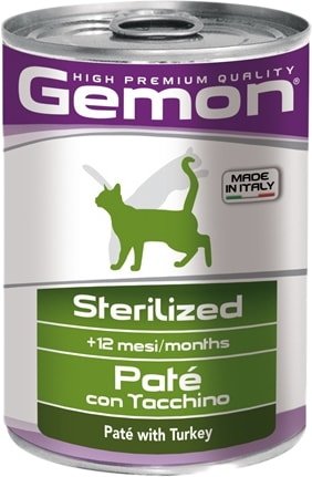 

Консервированный корм для кошек Gemon Pate Sterilized Turkey 400 г