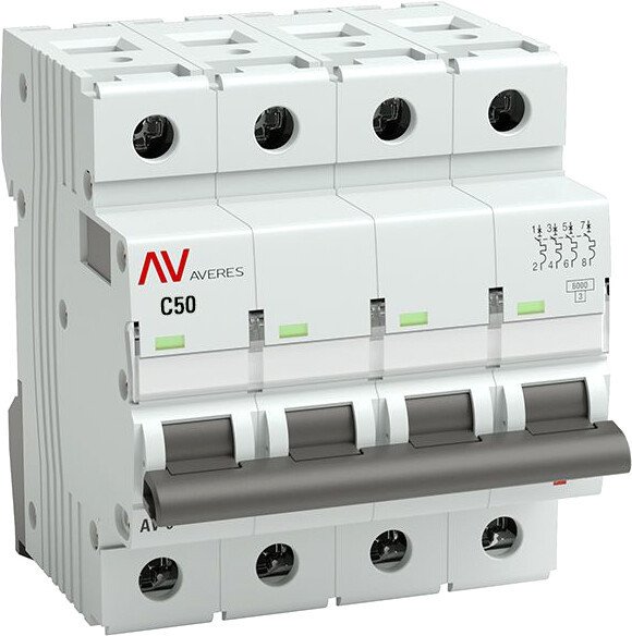 

Выключатель автоматический EKF Averes AV-6 4P 50A (C) 6kA mcb6-4-50C-av