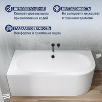 Ванна Lauter Bliss 150 L 21201051L (с каркасом и сифоном 21Y11021 матовый черный)